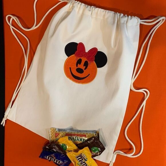 𝅺🧡🖤🧡FREE CUSTOM NAME🖤Drawstring Canvas Backpack - Picture 1 of 3